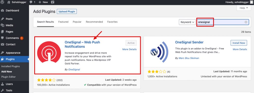Onesignal plugin