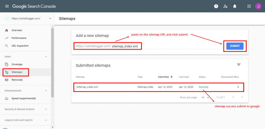 complete submit the sitemap to google